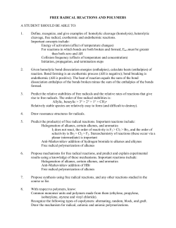 FREE RADICAL REACTIONS AND POLYMERS A STUDENT