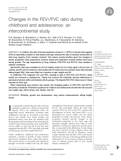 Changes in the FEV1/FVC ratio during childhood and adolescence