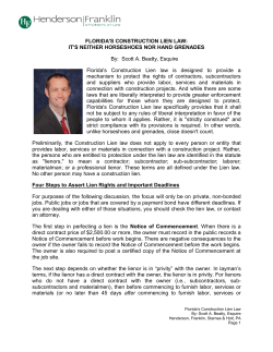 FLORIDA`S CONSTRUCTION LIEN LAW: IT`S