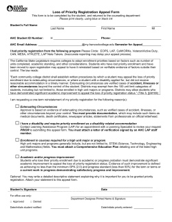 Loss of Priority Registration Appeal Form