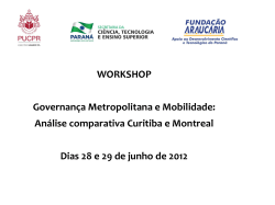 WORKSHOP Governança Metropolitana e Mobilidade