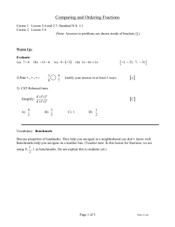 Comparing and ordering fractions &ndash; Benchmark