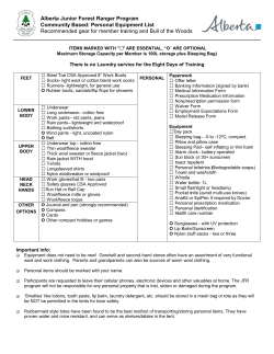 JFR Community Equipment List - Nov 2013
