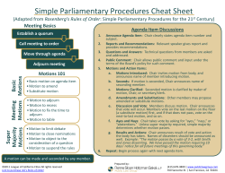Simple Parliamentary Procedures Cheat Sheet (Adapted from