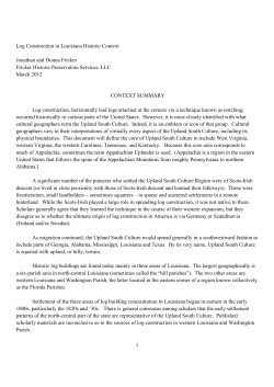 Log Construction in Louisiana Historic Context Jonathan