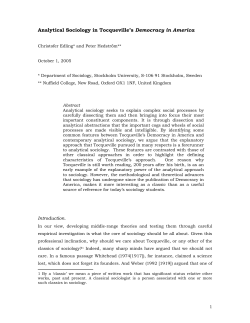 Analytical Sociology in Tocqueville`s Democracy in America