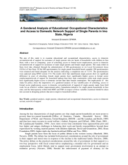A Gendered Analysis of Educational/ Occupational Characteristics