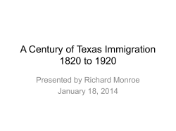 A Century of Texas Immigration 1820 to 1920