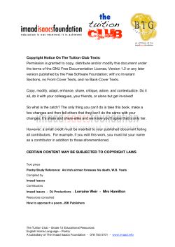 An Irish airman foresees his death, Yeats (TTC)