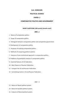B.A. HONOURS POLITICAL SCIENCE PAPER