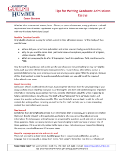 Tips For Writing Graduate Admissions Essays