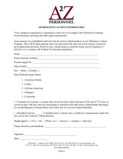 AFFIRMATIVE ACTION INFORMATION Your voluntary cooperation