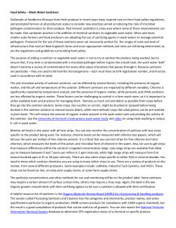 Food Safety Wash Water Sanitizers