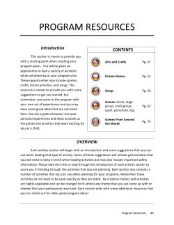 Crafts and Games - Program Resources