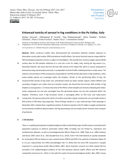 Enhanced toxicity of aerosol in fog conditions in the Po Valley, Italy