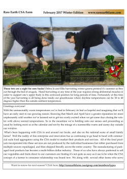 February 2017 Winter Edition Rare Earth CSA Farm www