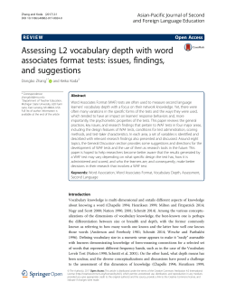 Assessing L2 vocabulary depth with word associates format tests