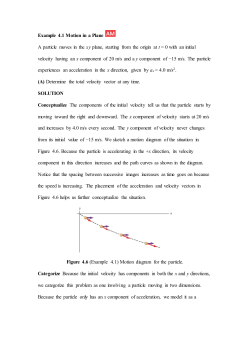 Example 4.1 Motion in a Plane A particle moves in the xy plane