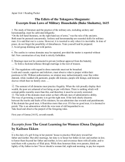 The Edicts of the Tokugawa Shogunate: Excerpts