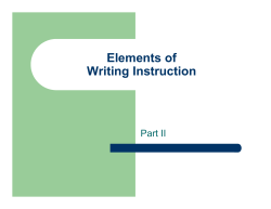 Elements of Writing Instruction