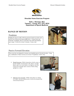 Passive Forward Elevation Pendulum RANGE OF MOTION