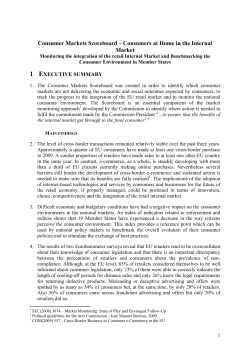 Consumer Markets Scoreboard &ndash; Consumers at Home in the