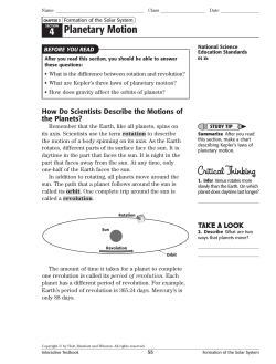 4 Planetary Motion Critical Thinking