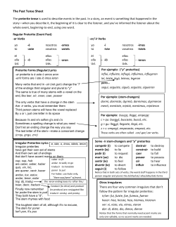 The Past Tense Sheet