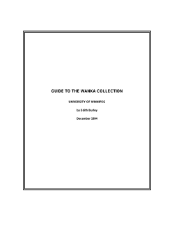 Guide to the Wanka Collection, University of Winnipeg
