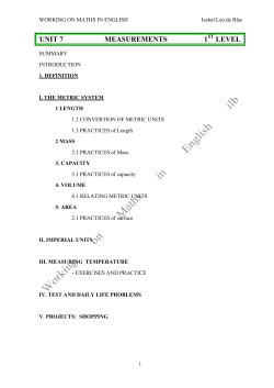 UNIT 7 MEASUREMENTS 1ST LevelL