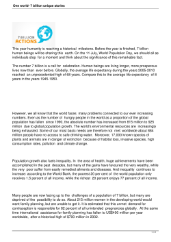 One world- 7 billion unique stories