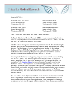 Letter to Senate Leaders on 21st Century Cures (October 2016)