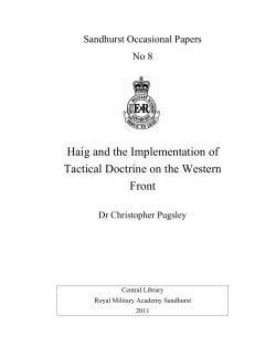 Haig and the Implementation of Tactical Doctrine on the Western Front