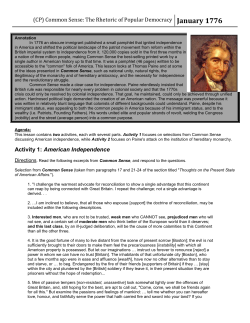 Common Sense: The Rhetoric of Popular Democracy