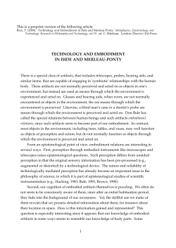 (2000). `Technology and Embodiment in Ihde and Merleau