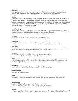 alliteration The repetition of the same sounds at the