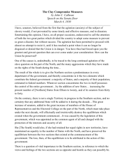 Calhoun Compromise of 1850 Senate Speech