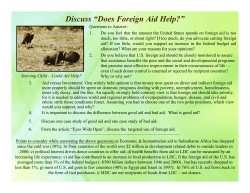 Discuss &ldquo;Does Foreign Aid Help?&rdquo;