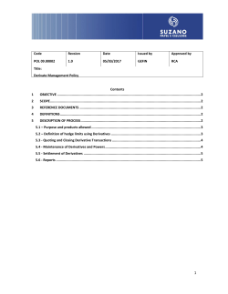 Derivate Management Policy Contents 1 OBJEC