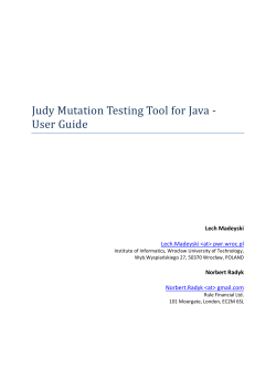 Judy Mutation Testing Tool for Java ‐ User Guide