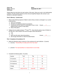 1 Chem 130 Name______________________________ Exam 1