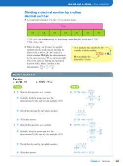 Dividing a decimal number by another decimal number 2.724 &divide; 0.4