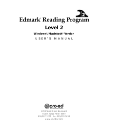 Edmark Reading Program Level 2 Software User Manual - Pro-Ed