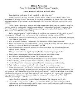 Ethical Persuasion &ndash; Phase II