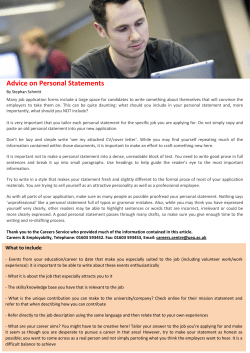 Advice on Personal Statements