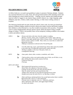 PILGRIM DRESS CODE