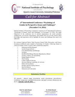 Call for Abstract - National Institute of Psychology