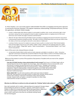 Parent Letter for GO Math - St. Peter School | Geneva, IL