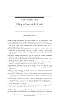The Marshall Plan: Filling in Some of the Blanks