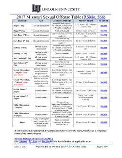 2017 Missouri Sexual Offense Table (RSMo. 566)